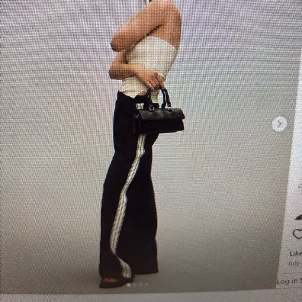 Anthropologie Black Track Pants with white Stripes
